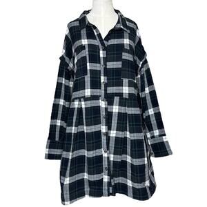Flannel Plaid Button Down Shirt Dress VICI  'Piper'